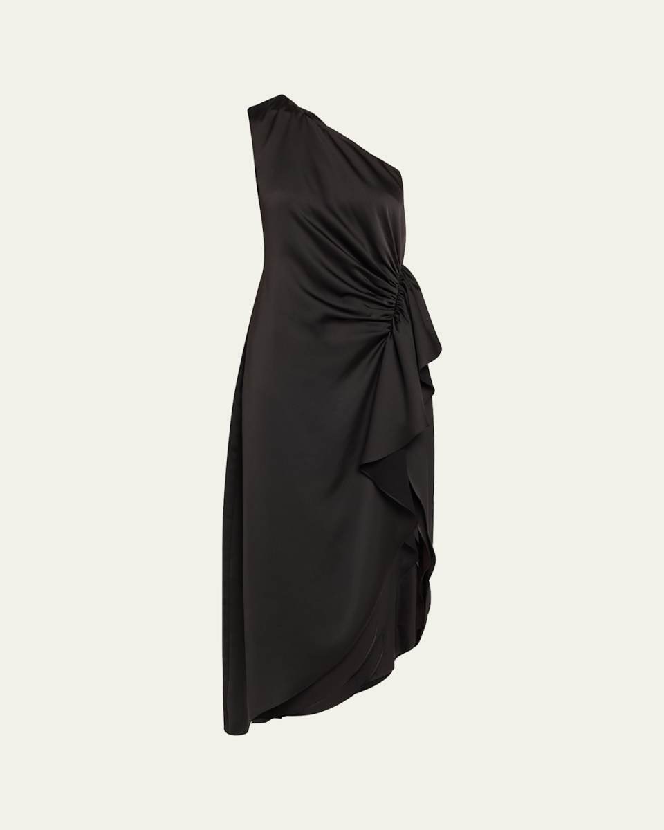 Malika Draped One-Shoulder Midi Dress